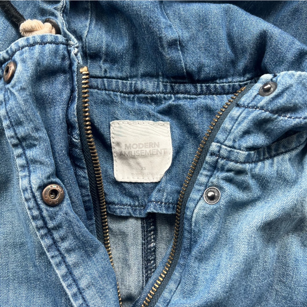 Modern Amusement Chambray Denim Hooded Jacket - Picture 5 of 8